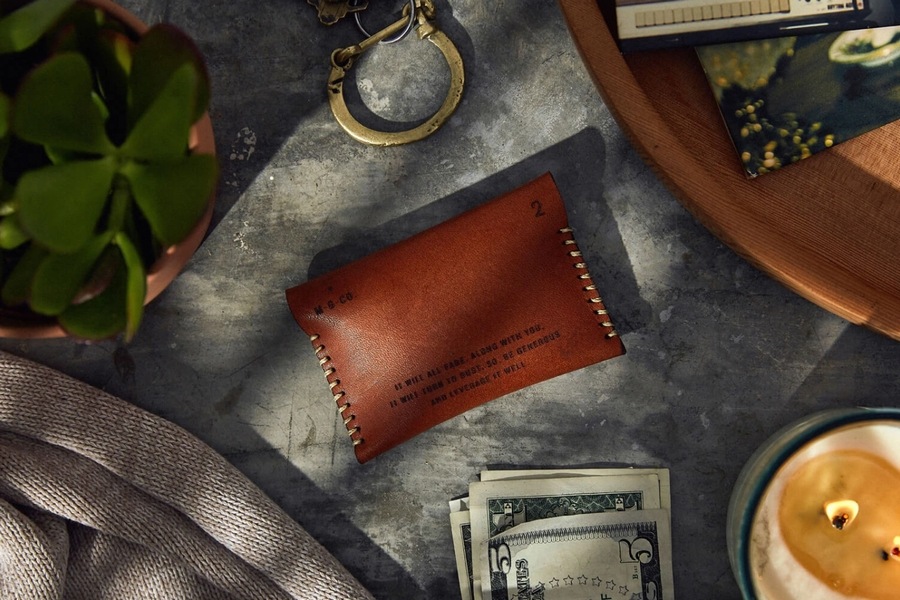 Misc. Goods Co. �쥶�� �����ɥ����� ������å� V.2 �饤�ȥ֥饦�� ����ꥫ�� ��� ��˥��å��� Leather Wallet