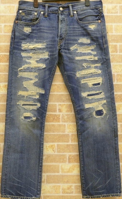 (���֥륢���륨��) RRL ��ڥ����� Stafford �ǥ˥� 32x30 Repaired Denim