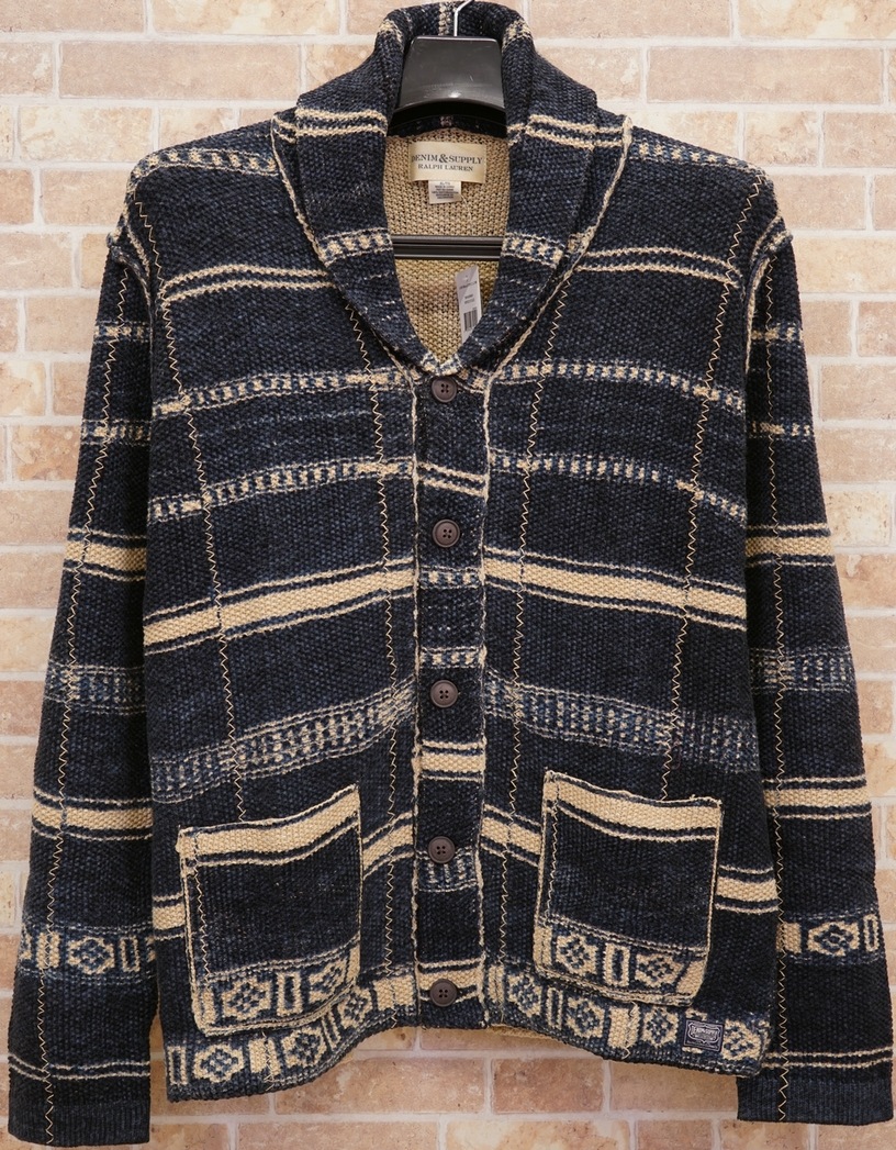 ���ե������ Denim&Supply �ǥ˥�����ץ饤 ���ȥ饤�� �� ���åȥ� ���硼�� �����ǥ����� XL Striped Cotton Shawl Cardigan
