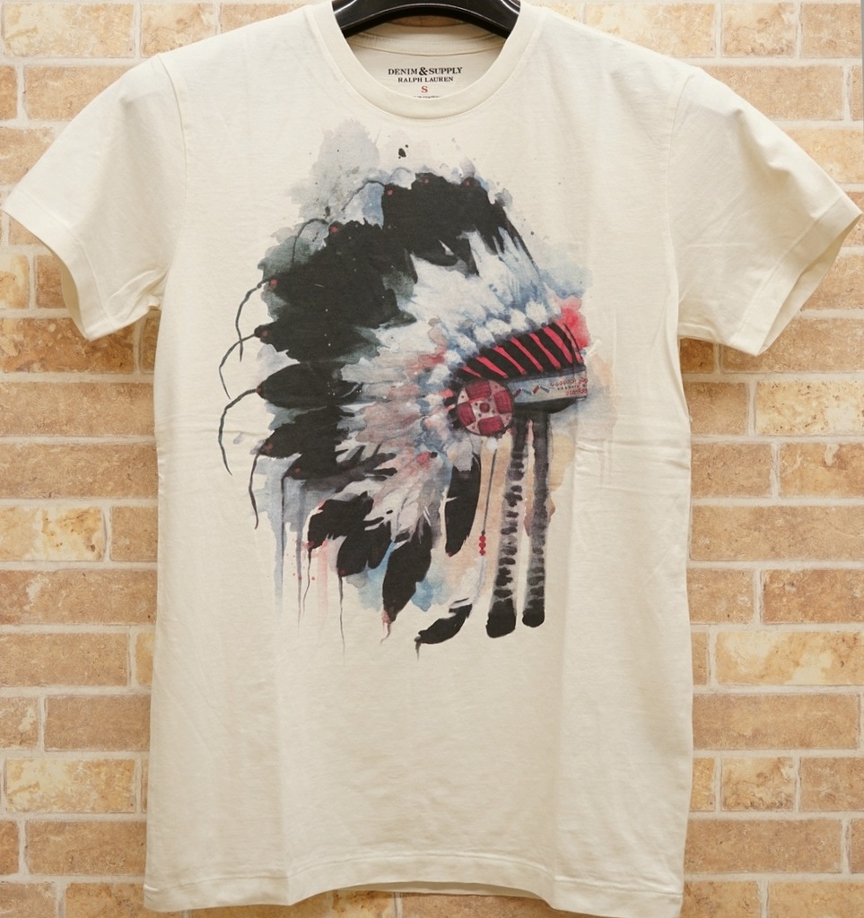 ���ե������ Denim&Supply �ǥ˥�����ץ饤 �������������顼 ����ǥ����� ȱ���� T�����  watercolor cotton t