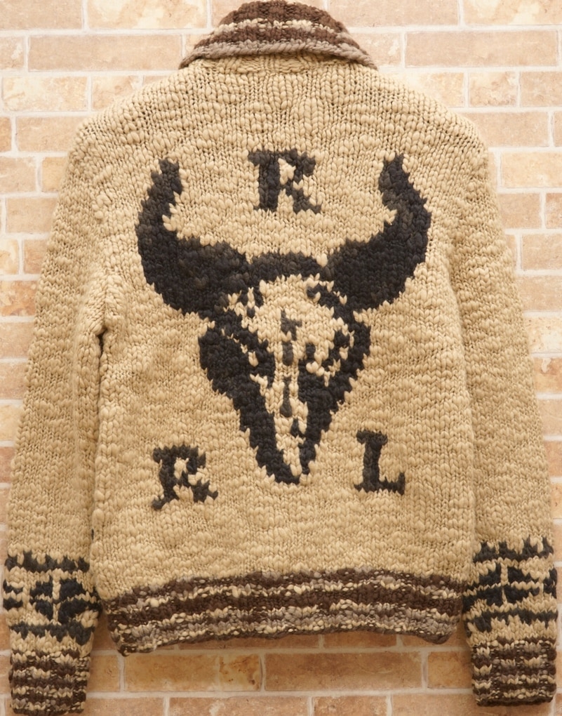 RRL 手編み ウール ショールカラー カーディガン S M XL