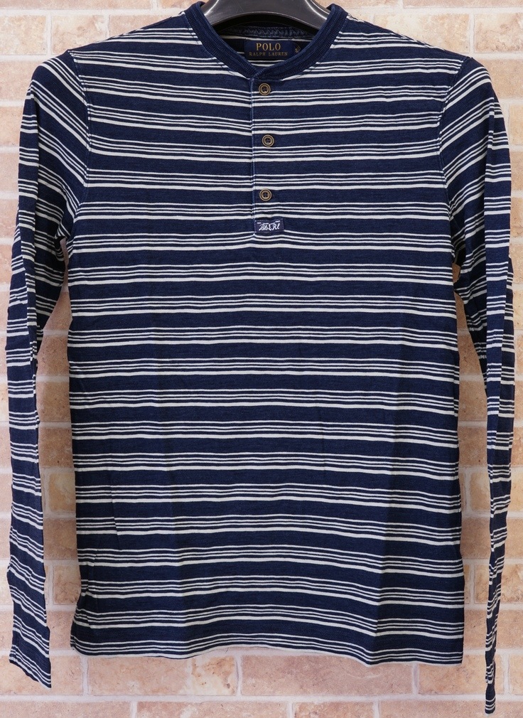 (���ե������) Ralph Lauren ���ȥ饤�� �� ���åȥ� �إ�꡼ L ����������ǥ��� Striped Cotton Henley Dark Indigo