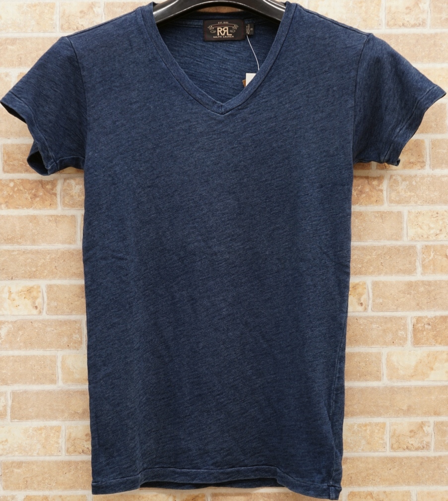 ダブルアールエル) RRL コットン Vネック Tシャツ インディゴ Cotton V 