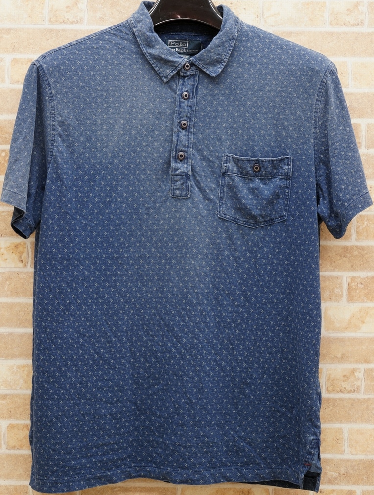 Ralph Lauren インディゴ フローラル ポロシャツ メタルボタン ラルフローレン) Ralph Lauren インディゴ フローラル