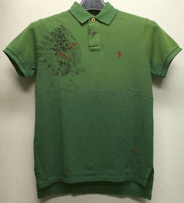 △ポロラルフローレン*POLO RALPH LAUREN*ペンキ加工*ダメージ*スウェットトレーナー(L)W139 ラルフローレン ⁄ Ralph Lauren ステッチ \u0026 ペイント加工 インディアン