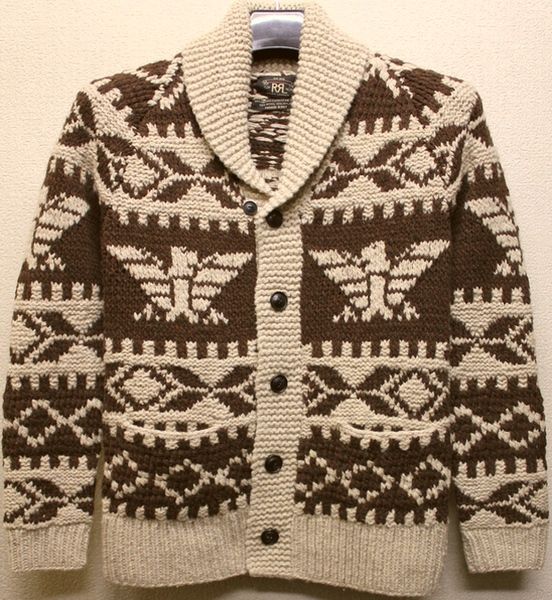 RRL(ダブルアールエル) イーグル柄 手編み カウチンセーター