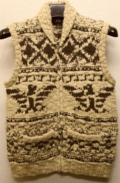 RRL(ダブルアールエル) 手編み ネイティブ柄 カウチン ニットベスト