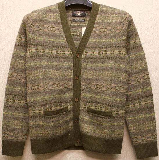 RRL/ダブルアールエル ジャガード フェアアイル柄 ウールニットカーディガン RRL(ダブルアールエル) ジャガード フェアアイル ニットカーディガン
