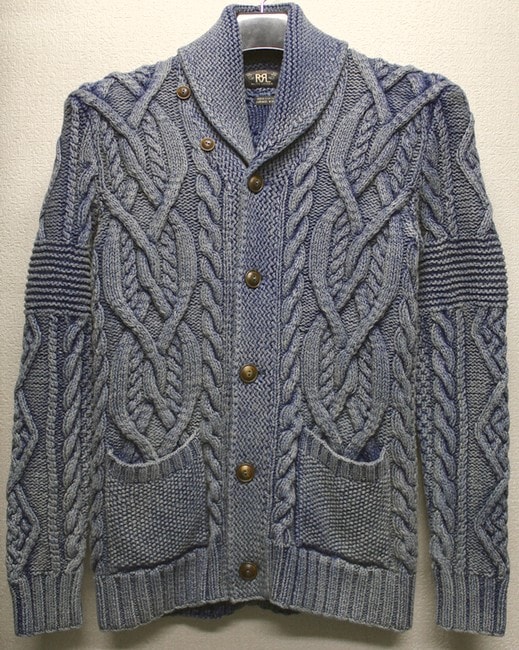 RRL / ダブルアールエル インディゴ染め 手編み ショールカラー