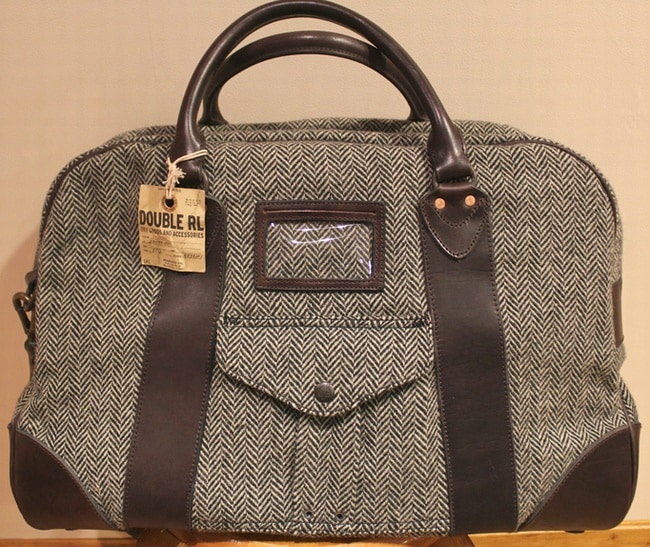 【RRL】ショルダーストラップ付 ポケット レザー ダッフルバッグ RRL / ダブルアールエル ハリスツイード × レザー ダッフル