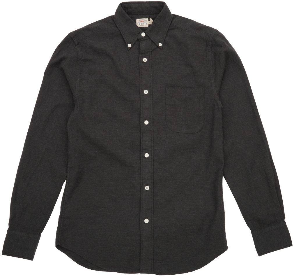 FAHERTY BRAND (�ե���ƥ� �֥���) ���å����ե����� �ܥ�������� ����� �֥�å� ���ȥ�å� ��� Stretch Oxford Shirt Washed Black