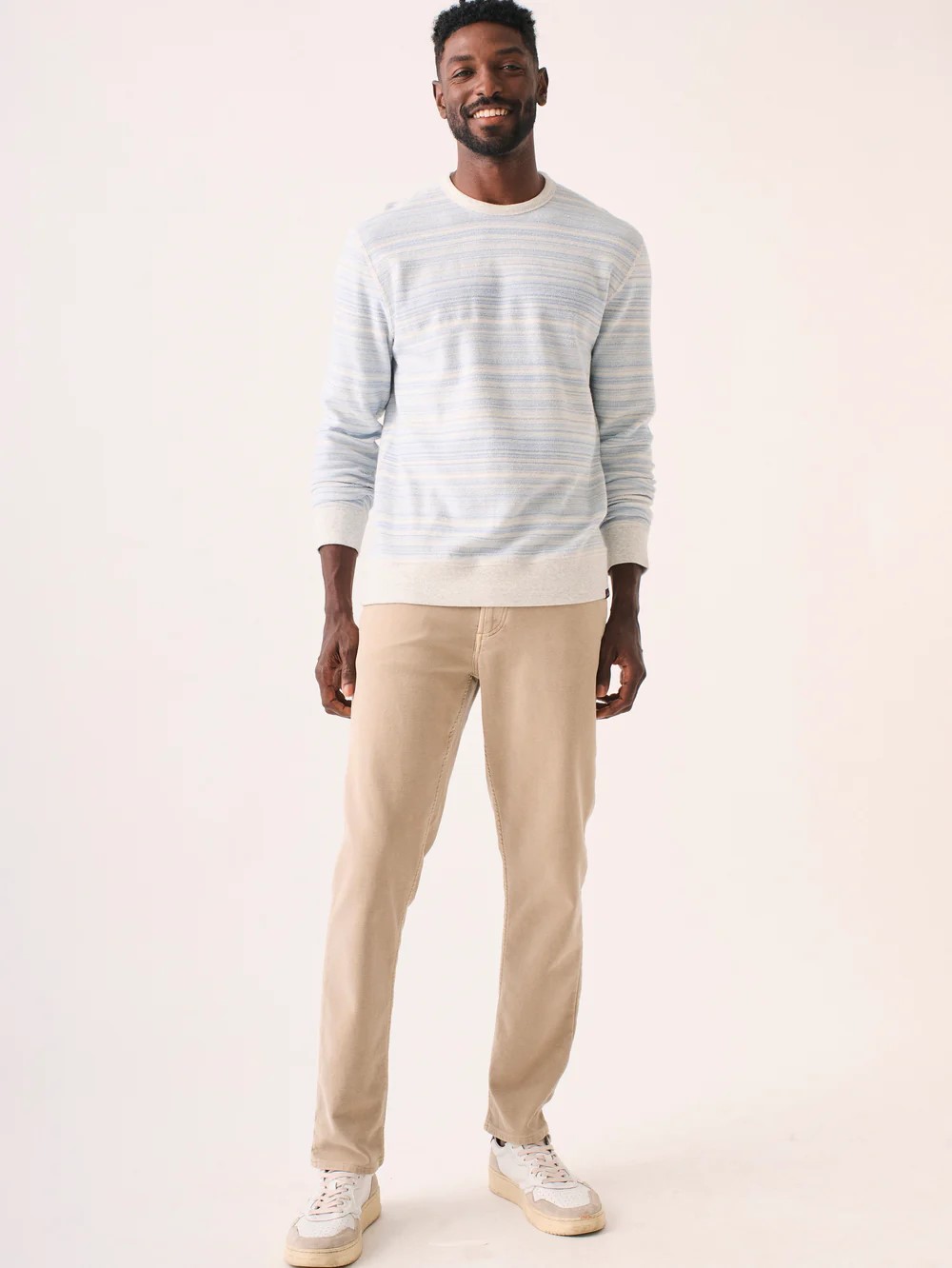 FAHERTY BRAND (�ե���ƥ� �֥���) ��С����֥� �饤�ȥ������� �ե����ƥ꡼ ���롼�ͥå� �������å� �ۥ磻�� x �֥롼 Reverse French Terry Crewneck