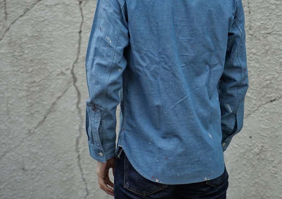 (���֥륢���륨��) RRL ���������� �����֥졼 �������� �ڥ���Ȳù� �֥롼 ��� Painted Chambray Workshirt