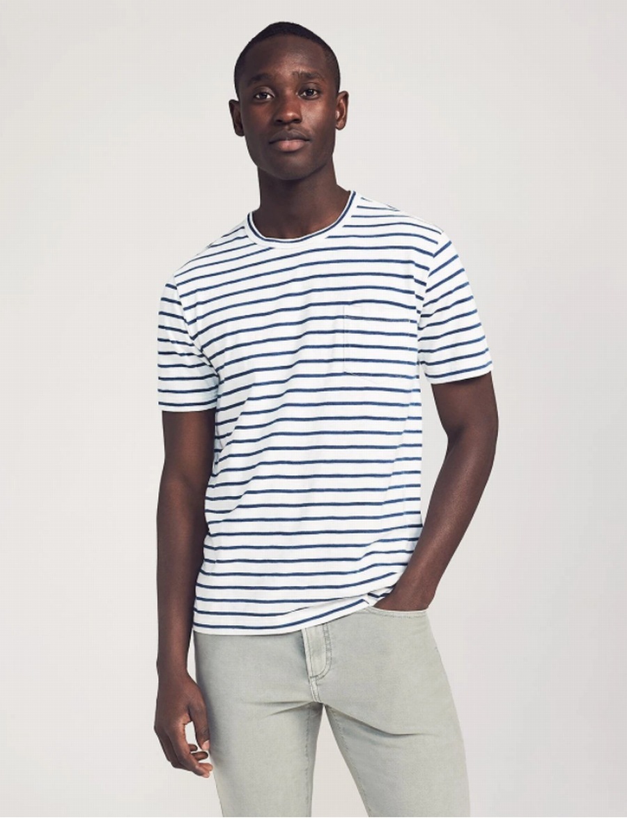 FAHERTY BRAND (�ե���ƥ� �֥���) �������� �ܡ����� �ݥ��å� T����� �ۥ磻�� ��� Breton Stripe Tee