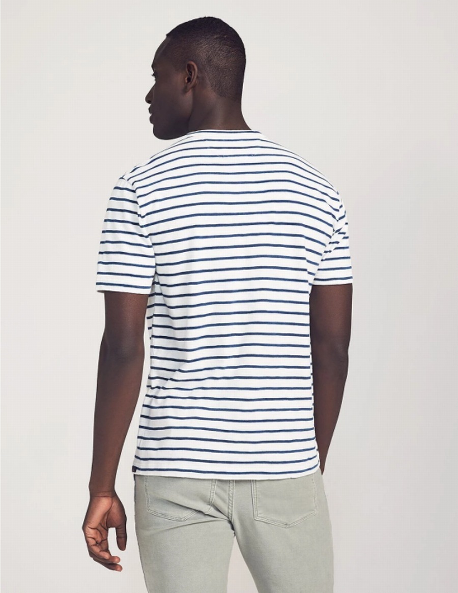 FAHERTY BRAND (�ե���ƥ� �֥���) �������� �ܡ����� �ݥ��å� T����� �ۥ磻�� ��� Breton Stripe Tee