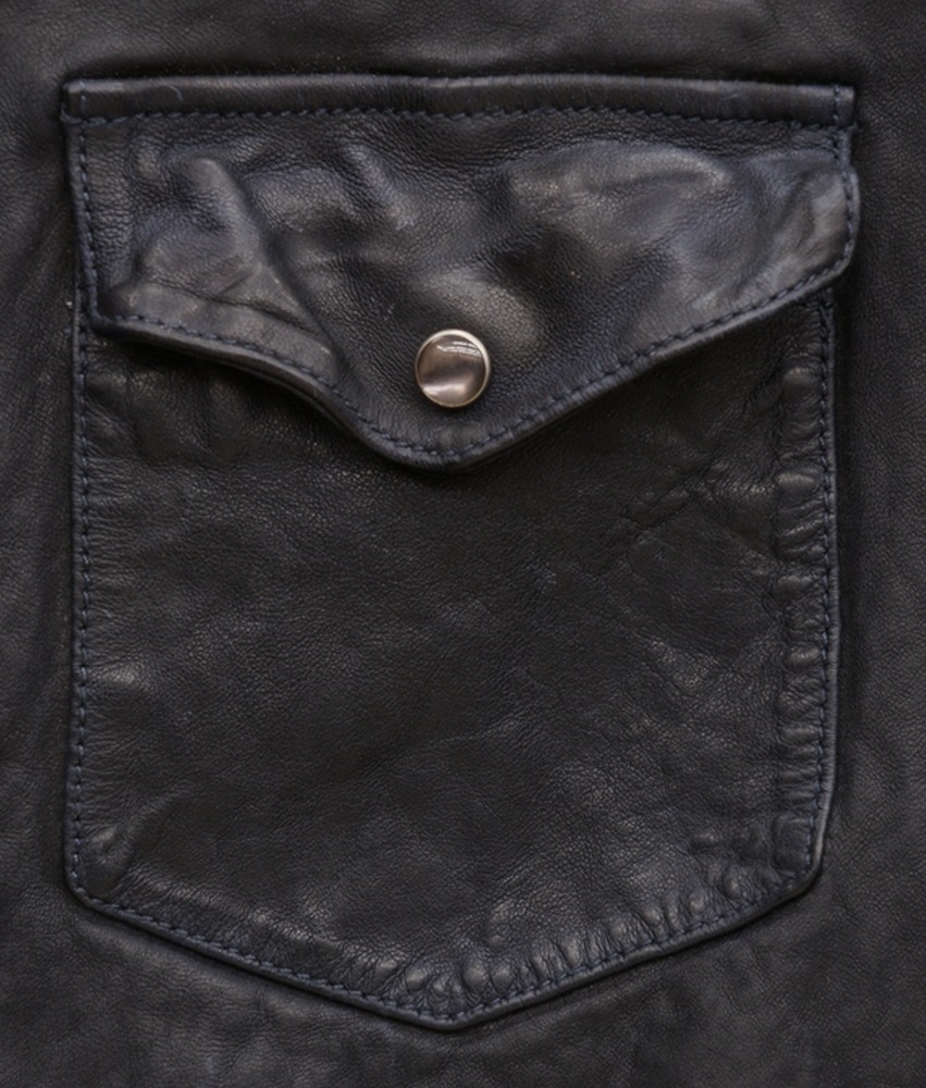 (ե) Ralph Lauren ǥ 쥶  С  Leather Western Overshirt Indigo