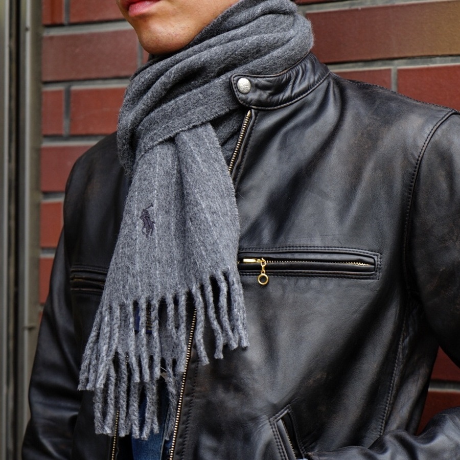 (���ե������) Ralph Lauren �ԥ󥹥ȥ饤�� �� ���֥�ե����� �� �������� �����ꥢ�� �ޥե顼 �إ��� pinstriped double-faced scarf