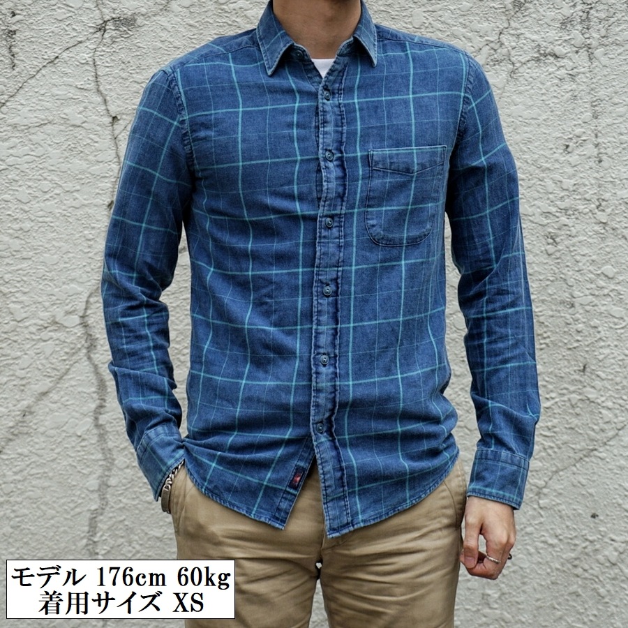 FAHERTY BRAND (�ե���ƥ� �֥���) ����ǥ��� ������ɥ��ڡ��� �����å� ����� �֥롼 ��� Cotton Indigo Windowpane Blue