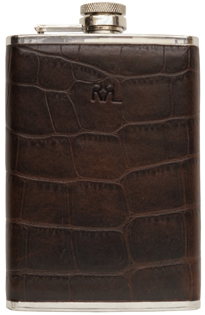 ダブルアールエル) RRL クロコダイル エンボスド レザー フラスク