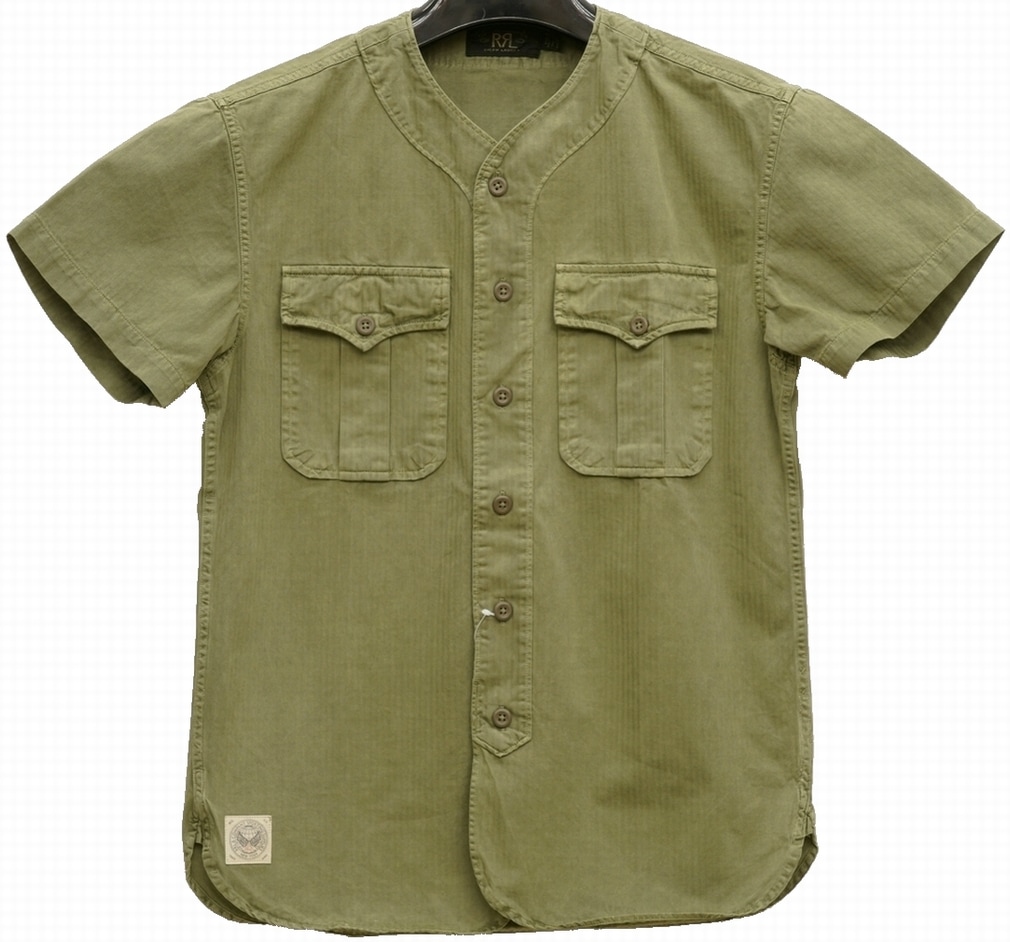 新品*RRL*ヘリンボーン ベースボール シャツ*M*　ダブルアールエル　　 RRL(ダブルアールエル ラルフローレン)ヘリンボーン シャツ