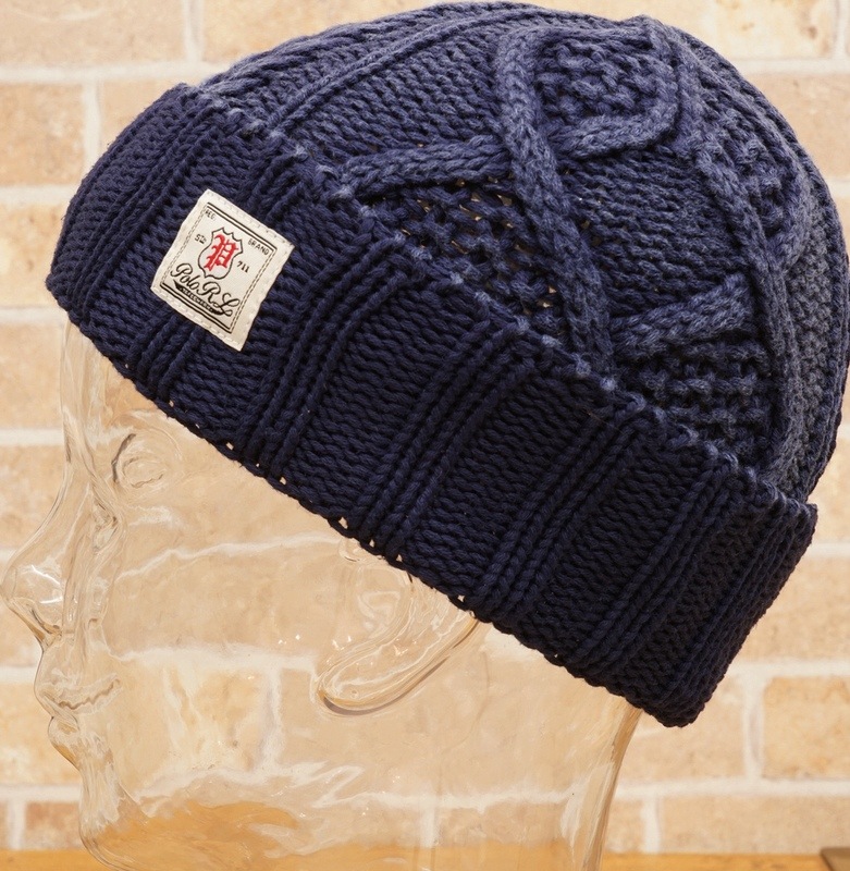 (���ե������) Ralph Lauren ������Ԥ� ���åȥ� �˥åȥ���å� ����ǥ��� Aran Knit Cotton Hat Indigo