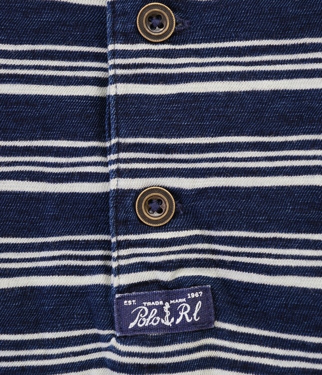 (���ե������) Ralph Lauren ���ȥ饤�� �� ���åȥ� �إ�꡼ L ����������ǥ��� Striped Cotton Henley Dark Indigo