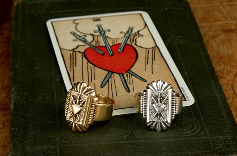 LHN Jewelry(���륨�������� ���奨�꡼) �ϥ�ɥᥤ�� Three of swords ��� �����å� �ϡ��� �� ��� ��� ��˥��å��� Brass Ring