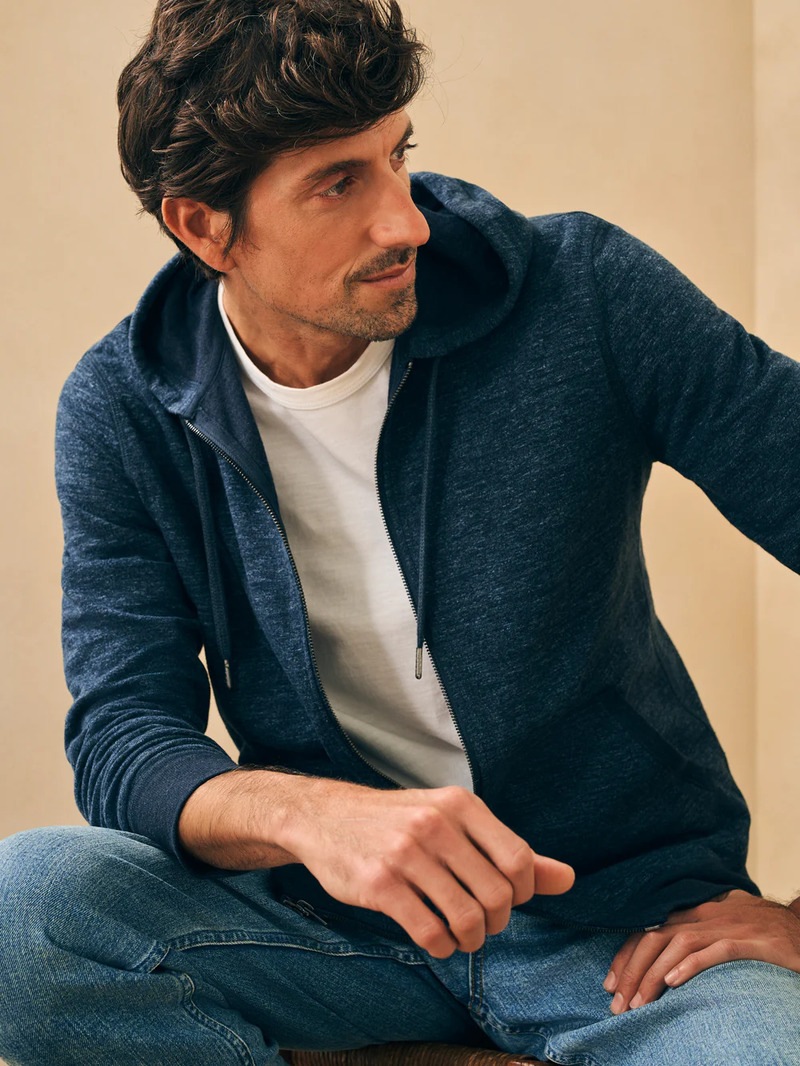 FAHERTY BRAND (եƥ ֥) ֥˥å ե른å աǥ ѡ ߤͥӡ  Double Knit Zip Hoodie Navy