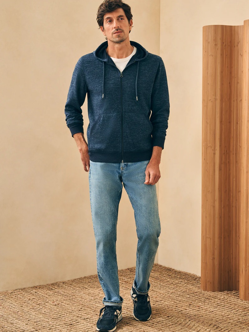 FAHERTY BRAND (եƥ ֥) ֥˥å ե른å աǥ ѡ ߤͥӡ  Double Knit Zip Hoodie Navy