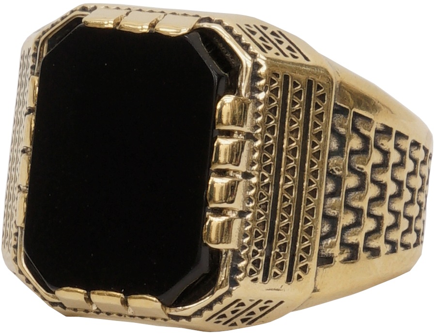 LHN Jewelry(륨 奨꡼) ꥫ ϥɥᥤ Aztec   x ˥  ˥å brass onyx ring