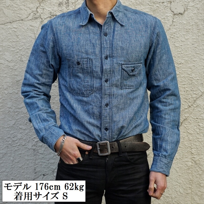 �ڰ��������ʡ�(���֥륢���륨��) RRL ���åȥ�֥��� �������� �֥롼 ��� Cotton-Blend Work Shirt