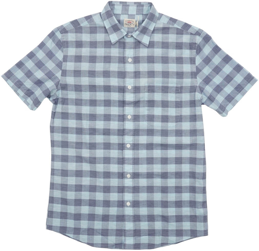 FAHERTY BRAND (�ե���ƥ� �֥���) ��ͥ�֥��� Cloud �Хåե����������å� Ⱦµ ����� �ͥ��ӡ� x �ߥ�� ��� Blend Shirt