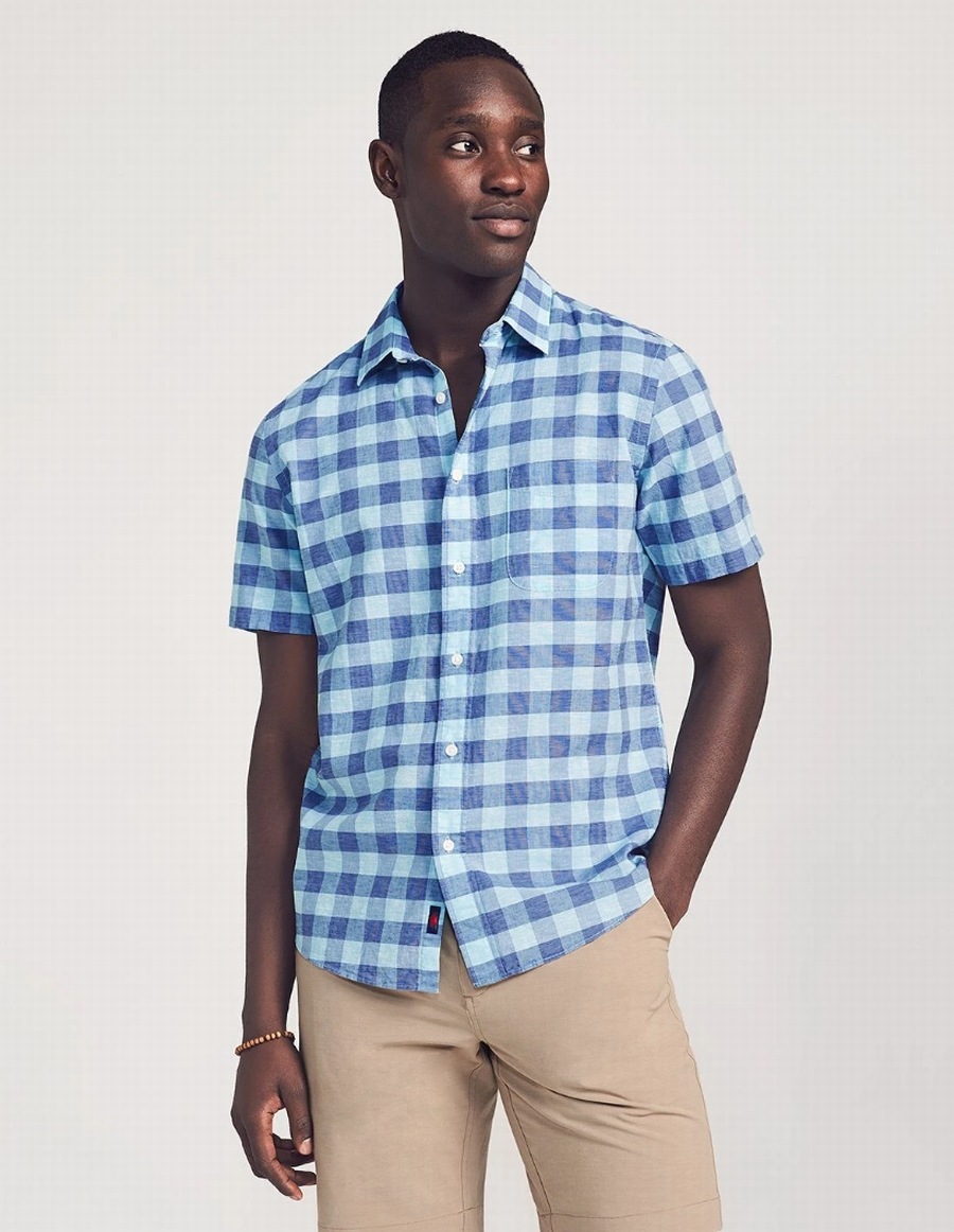 FAHERTY BRAND (�ե���ƥ� �֥���) ��ͥ�֥��� Cloud �Хåե����������å� Ⱦµ ����� �ͥ��ӡ� x �ߥ�� ��� Blend Shirt