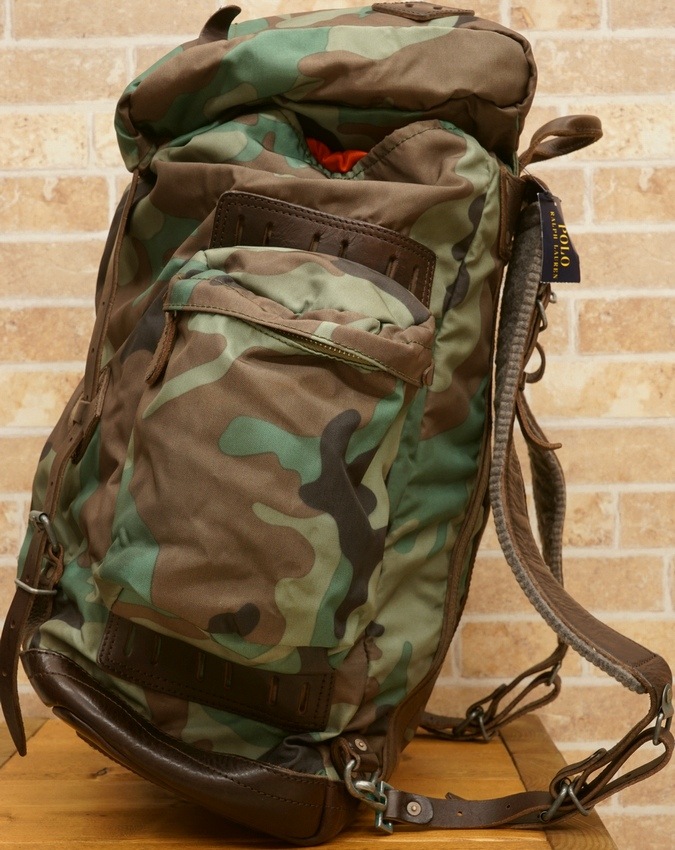 (ラルフローレン) Ralph Lauren レザー トリム ナイロン バックパック カモフラ Leather Trim Nylon