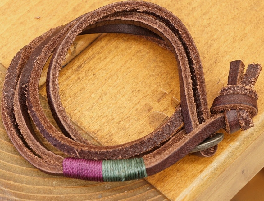 (���ե������) Ralph Lauren �ܥ���α�� �쥶�� �֥쥹��å� �������֥饦�� Buttoned Wrap Leather Bracelet