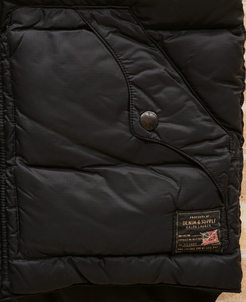���ե������ Denim&Supply �ǥ˥�����ץ饤 ��åץ��ȥå� ������٥��� ��� �֥�å� Ripstop Down Vest Black