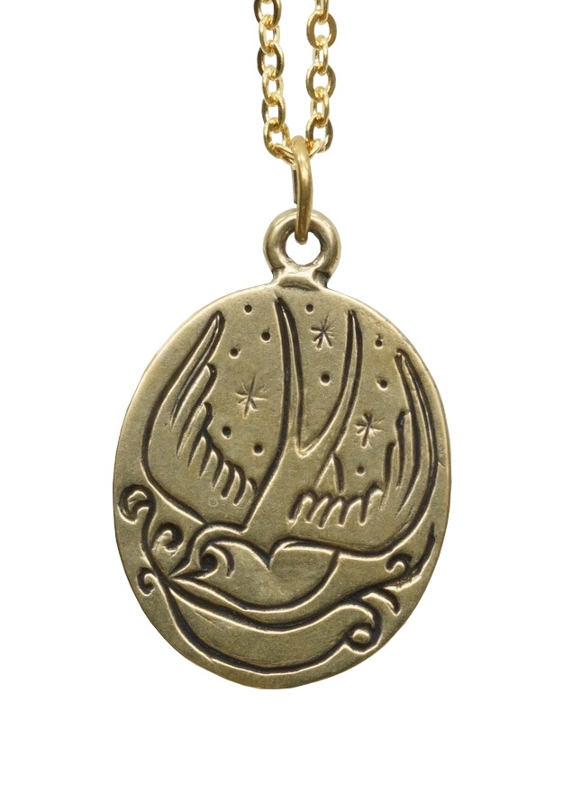 LHN Jewelry(���륨�������� ���奨�꡼) ����ꥫ�� �ϥ�ɥᥤ�� ������� ���㡼�� �ͥå��쥹 ��� ��˥��å��� ����� Swallow Charm Necklace Brass