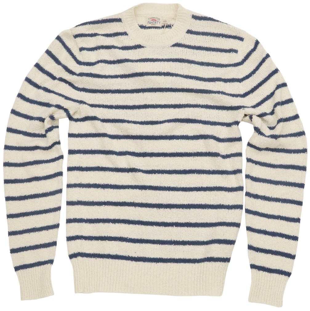 FAHERTY BRAND (�ե���ƥ� �֥���) �ӡ��� ���ȥ饤�� �������� �ۥ磻�� x �֥롼 Beach Stripe Sweater