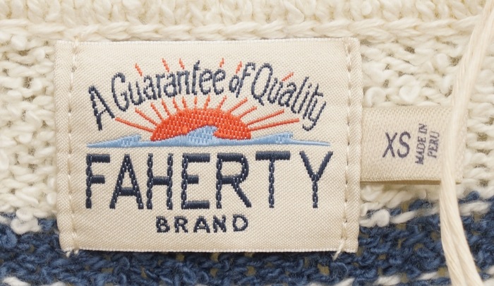 FAHERTY BRAND (�ե���ƥ� �֥���) �ӡ��� ���ȥ饤�� �������� �ۥ磻�� x �֥롼 Beach Stripe Sweater