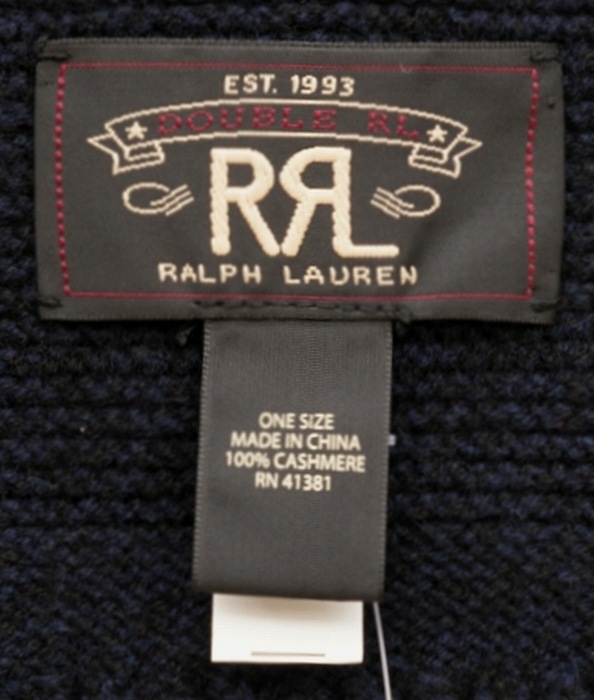 (���֥륢���륨��) RRL �����ߥ� 100% �ޥե顼 �������� �������ͥ��ӡ� Cashmere Scarf Dark Navy