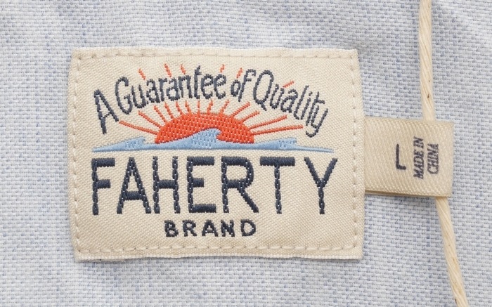 FAHERTY BRAND (�ե���ƥ� �֥���) ���å����ե����� �ܥ�������� Ⱦµ����� ���ߤ� �֥롼 ���ȥ�å� ��� Stretch Oxford Shirt Heather Blue