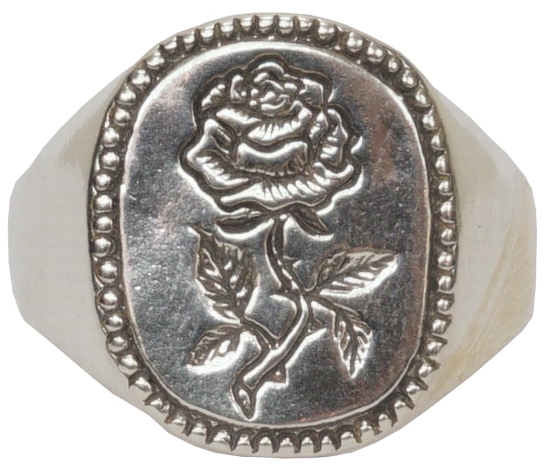 LHN Jewelry(���륨�������� ���奨�꡼) �ϥ�ɥᥤ�� Rose Signet ������ ��� �Х� ����С� ��� ��˥��å��� Silver Ring