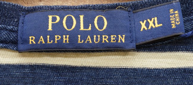 (���ե������) Ralph Lauren ����ǥ������� ���ɽ� �ܡ����� �ݥ��å� T����� XXL Indigo Dyed Striped T