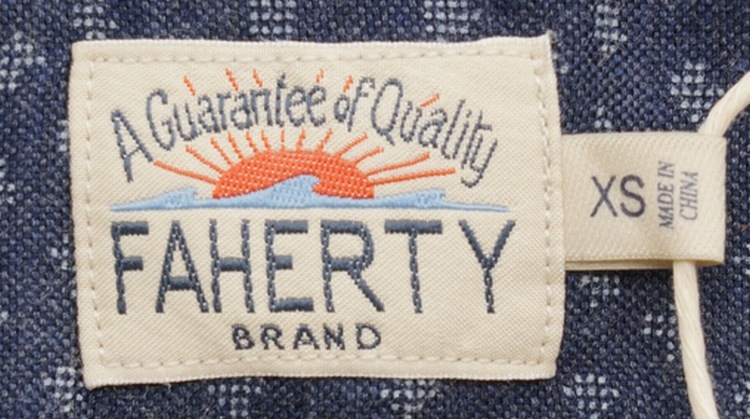 FAHERTY BRAND (�ե���ƥ� �֥���) �������� Ⱦµ ����� ����ǥ����֥롼 ��� Indigo Fleck Blue