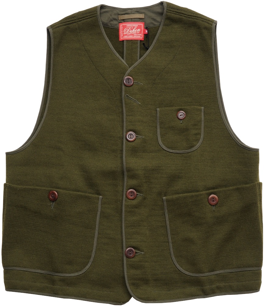 Dehen 1920(�ǡ��إ�) ������ �桼�ƥ���ƥ� �٥��� ���꡼�� ��� Knit Utility Vest Olive
