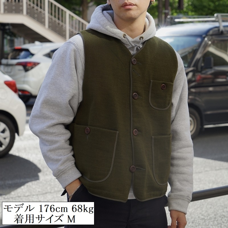 Dehen 1920(�ǡ��إ�) ������ �桼�ƥ���ƥ� �٥��� ���꡼�� ��� Knit Utility Vest Olive