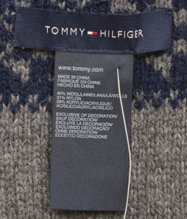 (�ȥߡ��ҥ�ե�����) TOMMY HILFIGER �֥��ɥ��� �ɽ� �Υ�ǥ��å��� ���졼 �ޥե顼 Nordic scarf