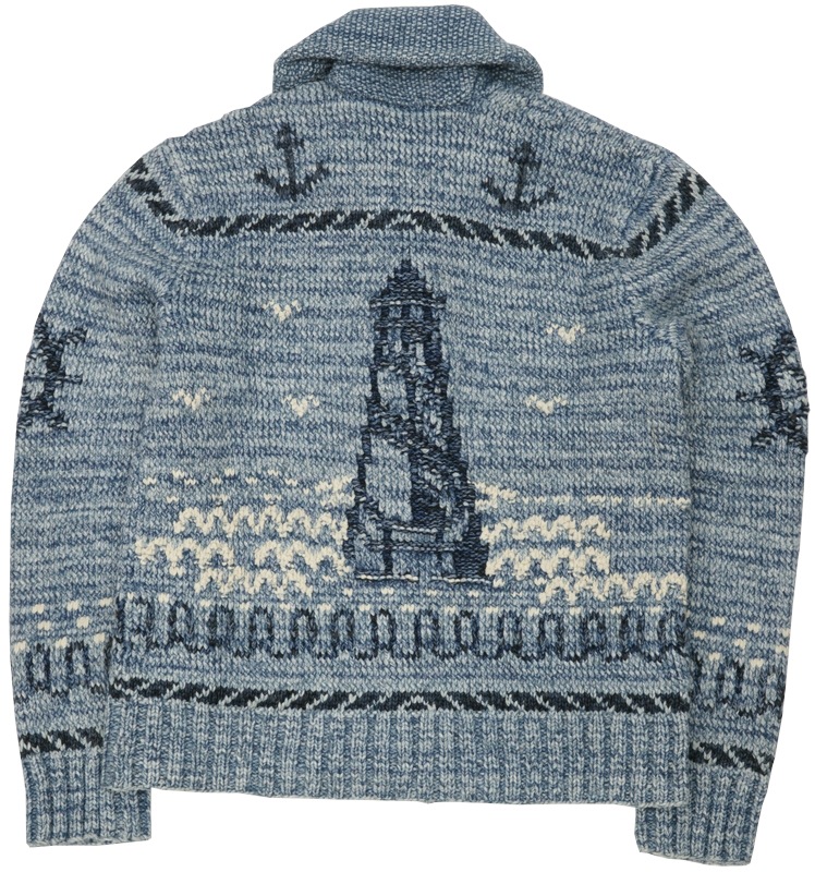 (���֥륢���륨��) RRL ���Ԥ� �ϥ�ɥ˥å� ���硼�륫�顼 �����ǥ����� ����ǥ��� �������� ��� Hand Knit Indigo Cardigan