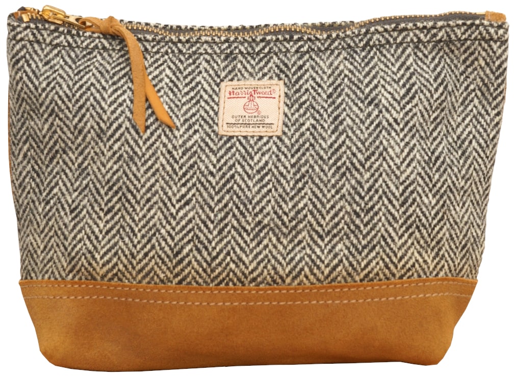 ダブルアールエル) RRL ハリスツイード x レザー ポーチ 小物入れ
