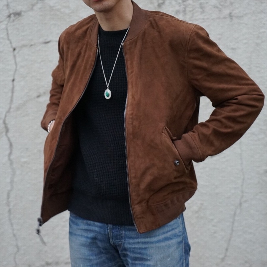 (ラルフローレン) Ralph Lauren ゴート スウェード ボンバージャケット レザー メンズ Suede Bomber Jacket--GARYU- ラルフローレン・RRL通販サイト